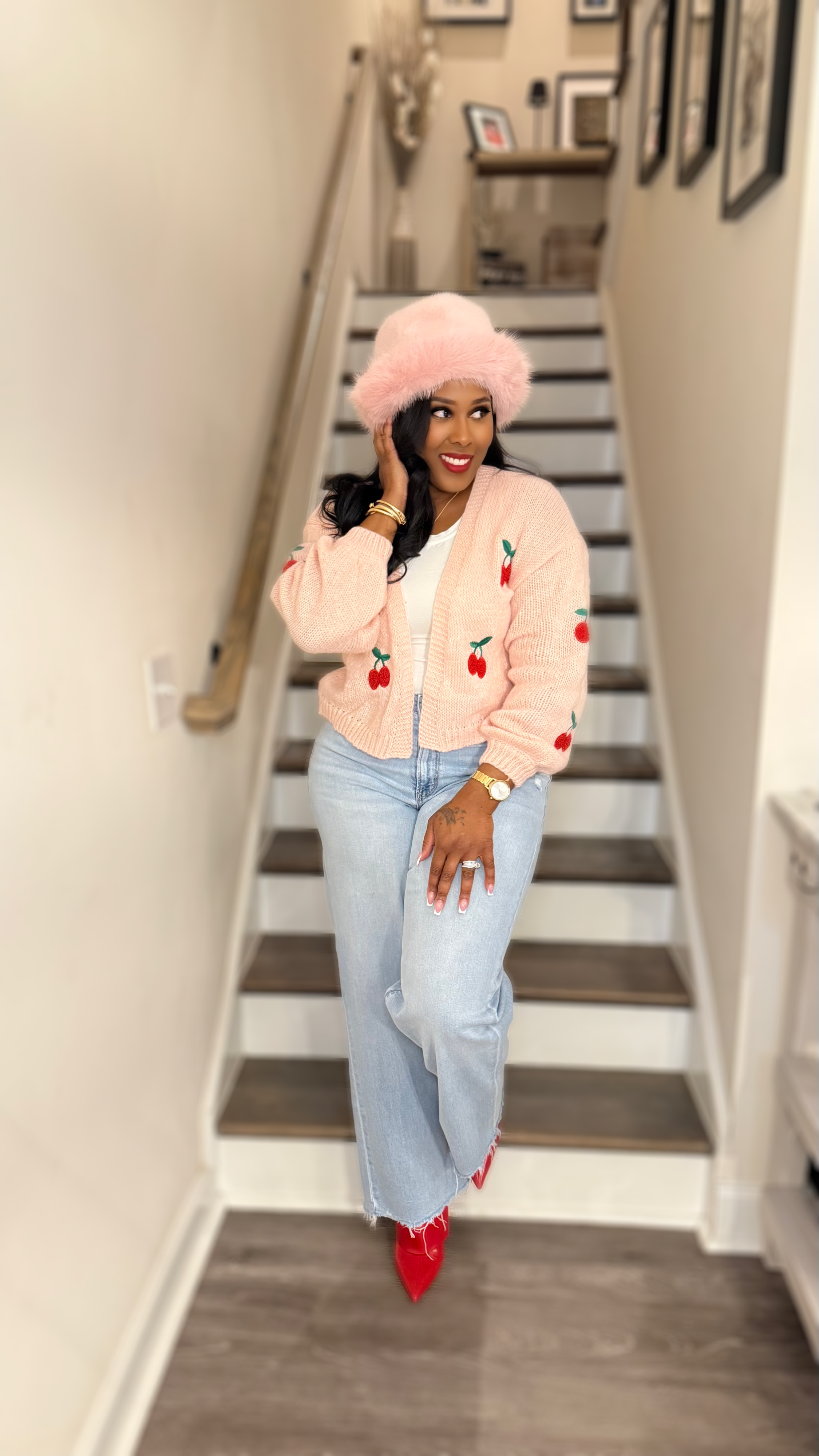 Cherrish Me Cardigan- Light Pink