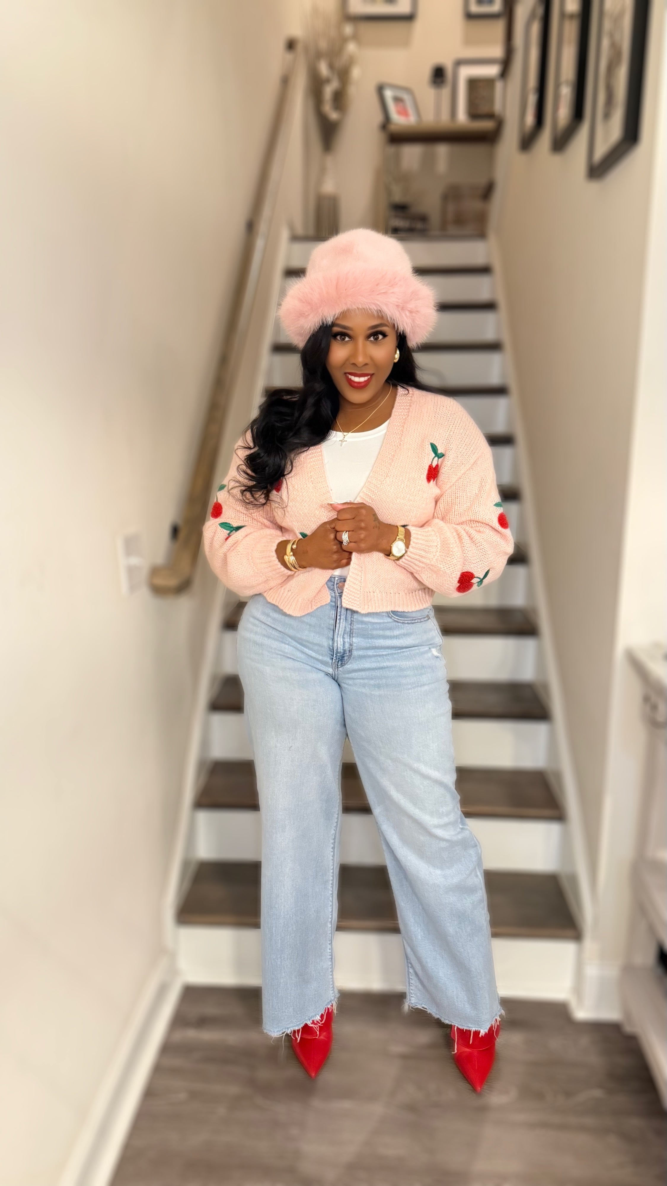 Cherrish Me Cardigan- Light Pink