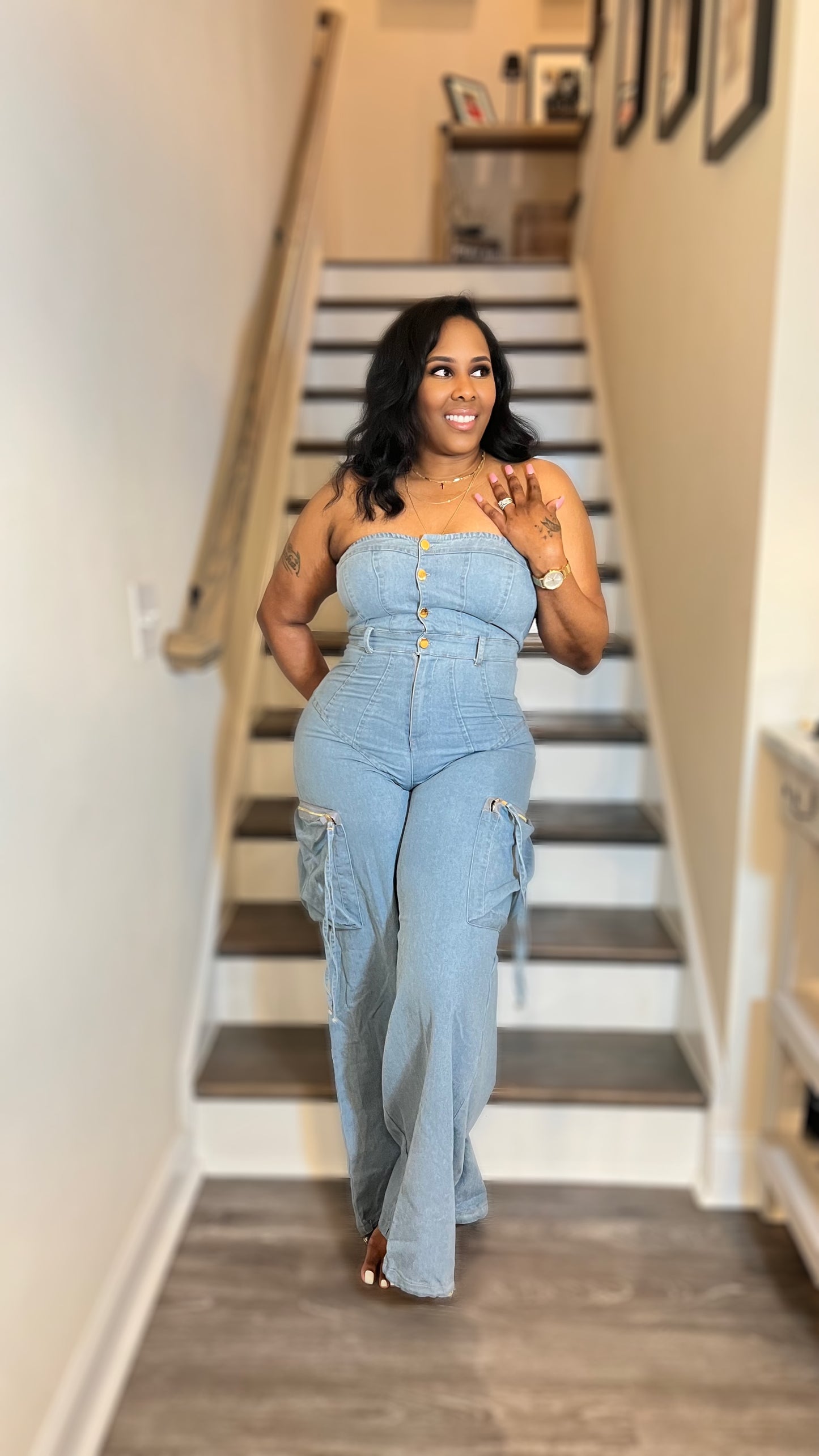 Kimmy Denim Cargo Jumpsuit