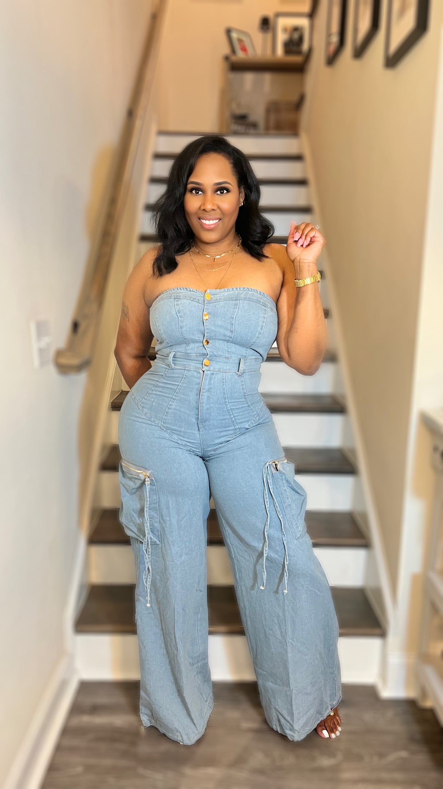 Kimmy Denim Cargo Jumpsuit